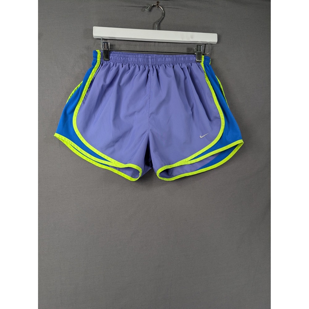 Nike Dri-FIT Tempo Running Shorts Purple Blue Neon Yellow Womens Medium - Picture 1 of 7